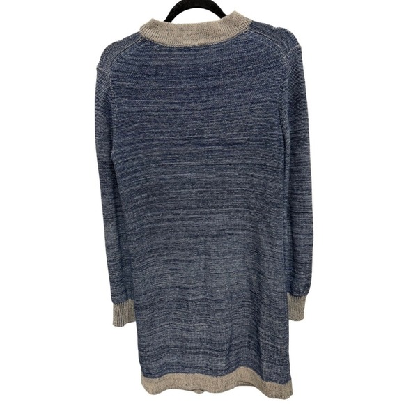 J. Jill Coastal Blue Linen Button Down Cardigan Long Sweater Size Small - Picture 6 of 8